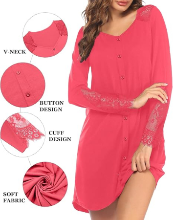Rochie roz de noapte, camasa lejera cu maneci 3/4, S [4]