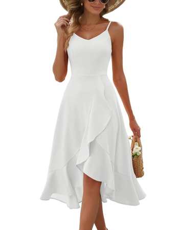 ROCHII - Rochie alba eleganta de vara,lungime peste genunchi, decolteu in V, fermoar ascuns pe spate, XL
