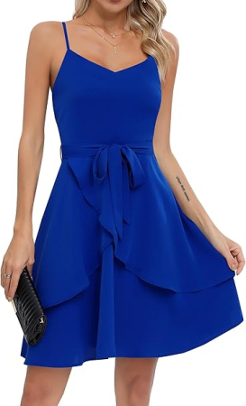 ROCHII - Rochie albastra pe corp, eleganta, cu umerii goi, L