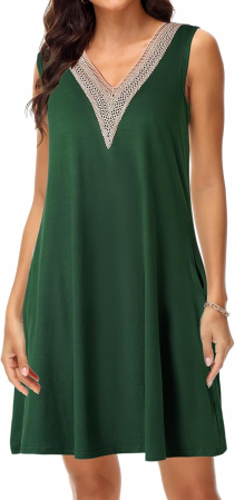 Rochie verde casual deasupra la genunchi, vaporoasa, fara maneci 3XL - Copie [1]