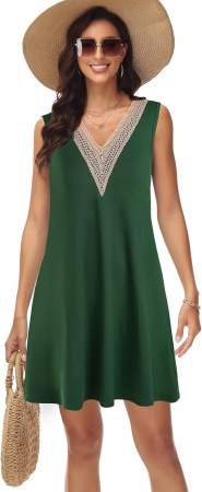 Rochie verde casual deasupra la genunchi, vaporoasa, fara maneci 3XL - Copie [2]