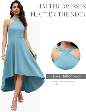 Rochie Albastra eleganta de vara,lungime peste genunchi, decolteu in V, fermoar ascuns pe spate, M [4]