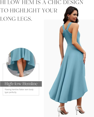 Rochie Albastra eleganta de vara,lungime peste genunchi, decolteu in V, fermoar ascuns pe spate, M [5]