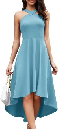 Rochie Albastra eleganta de vara,lungime peste genunchi, decolteu in V, fermoar ascuns pe spate, M [1]