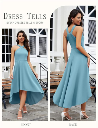 Rochie Albastra eleganta de vara,lungime peste genunchi, decolteu in V, fermoar ascuns pe spate, M [3]