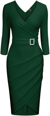 Rochie verde eleganta de vara,lungime peste genunchi, decolteu in V, fermoar ascuns pe spate, L [3]