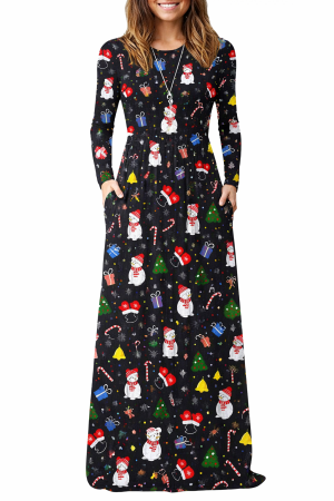 ROCHII - Rochie casual lejera cu buzunare pentru femei, model sarbatori M