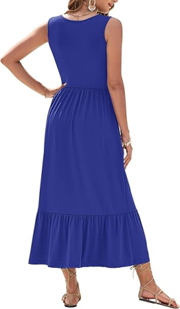 Rochie casual lejera pentru femei, peste genunchi, albastra 2XL [2]