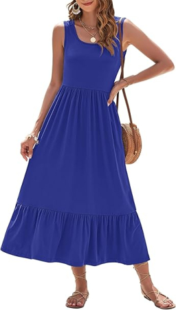 Rochie casual lejera pentru femei, peste genunchi, albastra 2XL [1]