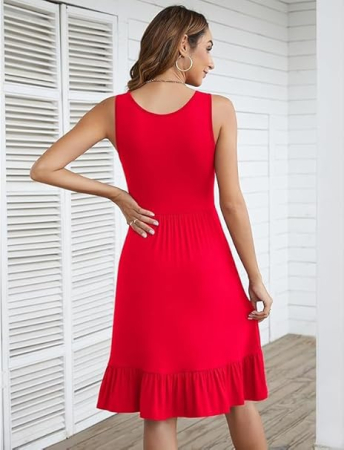 Rochie casual lejera pentru femei, peste genunchi, rosie 2XL [3]