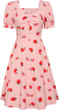 ROCHII - Rochie casual lunga peste genunchi, cu mâneci scurte, Roz M