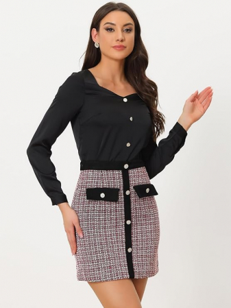 Fusta scurta pentru femei, casual, rosu, alb, negru M [2]