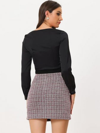 Fusta scurta pentru femei, casual, rosu, alb, negru M [3]