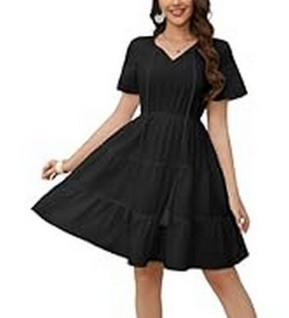ROCHII - Rochie casual pentru femei peste genunchi, neagra L