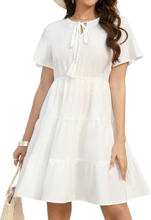 ROCHII - Rochie casual pentru femei peste genunchi, alba S