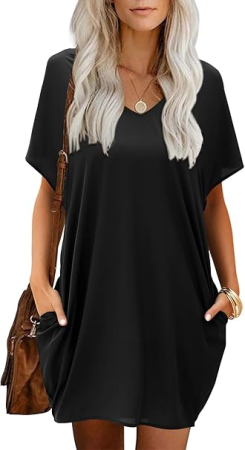 ROCHII - Rochie casual țesătură moale, respirabilă și confortabilă, neagra XL