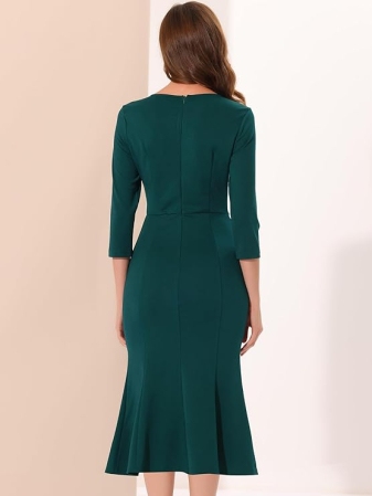 Rochie casual țesătură moale, respirabilă și confortabilă, Verde M [2]