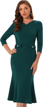 ROCHII - Rochie casual țesătură moale, respirabilă și confortabilă, Verde M