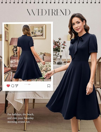 Rochie eleganta țesătură moale, respirabilă și confortabilă, Albastra S [1]