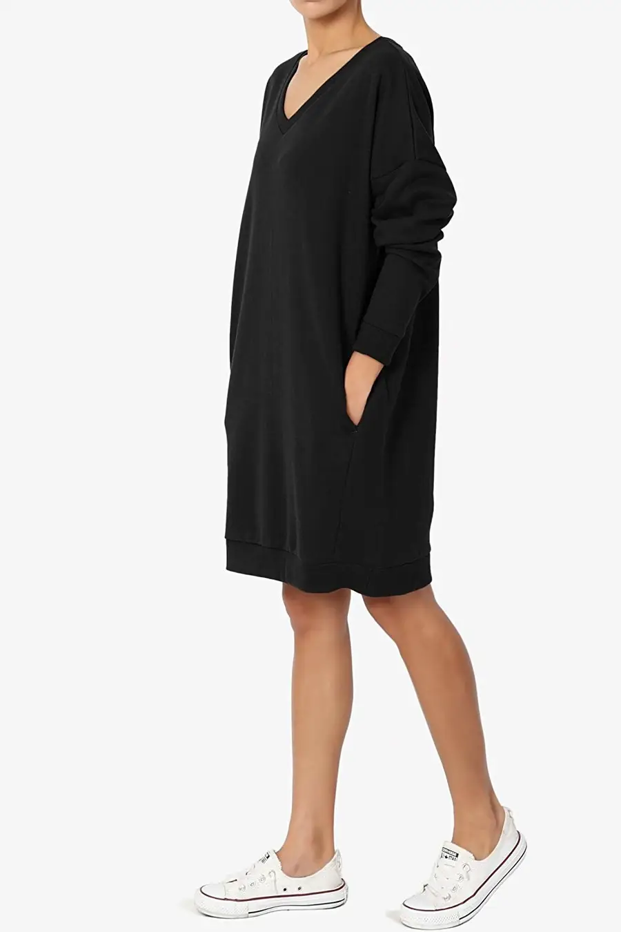 Rochie casual țesătură moale, respirabilă și confortabilă, neagra L [1]