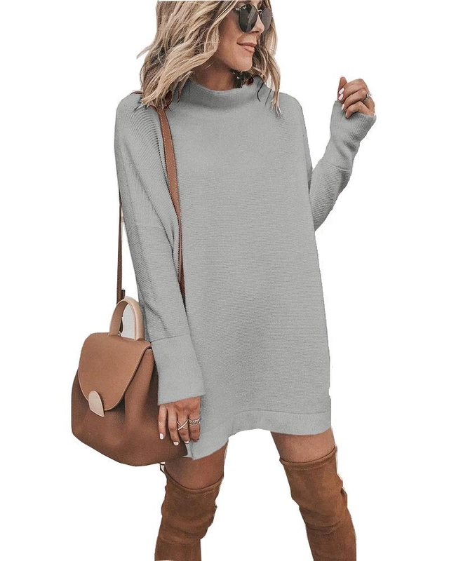 IMBRACAMINTE - Rochie casual pentru femei deasupra la genunchi, mâneci lungi, gri S