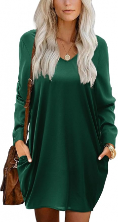 ROCHII - Rochie casual țesătură moale, respirabilă și confortabilă, verde XXL