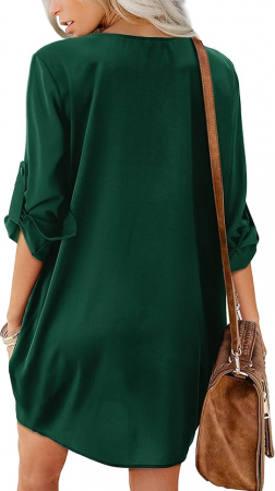 Rochie casual țesătură moale, respirabilă și confortabilă, verde M [2]