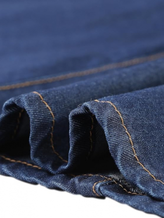 Rochie casual albastra din material textil tip jeans XL [4]