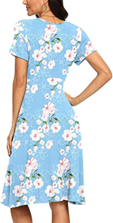 Rochie casual pentru femei, mâneci scurte, albastra cu curea M [1]