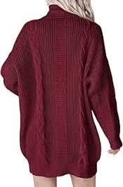 Rochie casual tricotata pentru femei, mâneci lungi, visinie M [1]