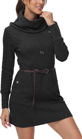 Rochie sport pentru femei deasupra la genunchi, mâneci lungi, gri inchis S [2]
