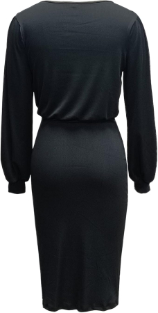Rochie casual tricotata pentru femei, mâneci lungi, neagra, S [4]