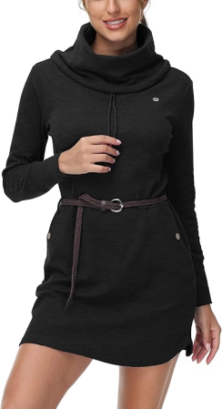 ROCHII - Rochie sport pentru femei deasupra la genunchi, mâneci lungi, gri inchis S