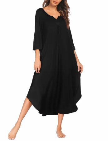 Pijamale dama - Rochie neagra de noapte, lejera, pentru femei, M