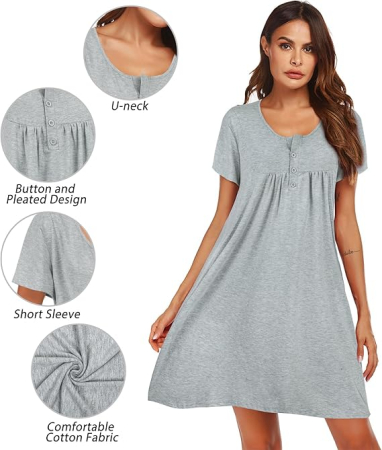 Rochie de noapte lejera, pentru femei, gri L [4]