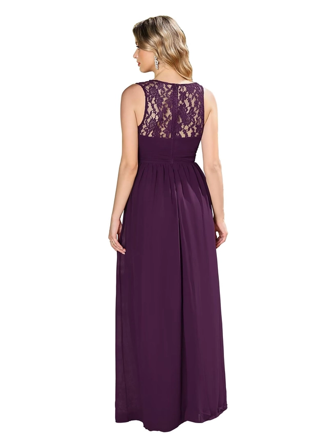 Rochie de seara lunga din sifon, fara maneci, Mov marimea 40 [1]
