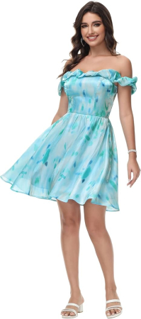 Rochie de vara peste genunchi  cu maneci lungi, albastra, L [2]