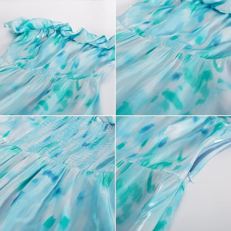 Rochie de vara peste genunchi  cu maneci lungi, albastra, L [5]