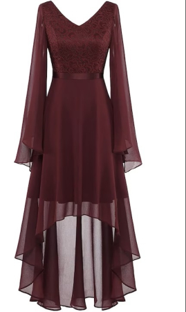 ROCHII - Rochie eleganta de vara,lungime peste genunchi, decolteu in V, fermoar ascuns pe spate, S visinie