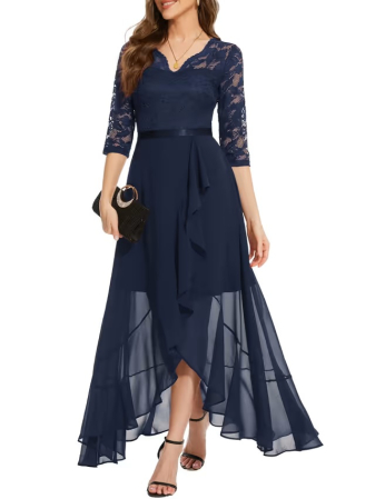ROCHII - Rochie albastra eleganta de vara,lungime peste genunchi, decolteu in V, fermoar ascuns pe spate, L
