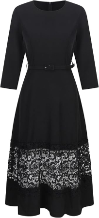 Rochie eleganta neagra de vara,lungime peste genunchi, decolteu in rotund, maneci 3/4, S [4]