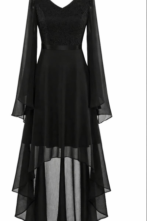 ROCHII - Rochie eleganta de vara,lungime peste genunchi, decolteu in V, fermoar ascuns pe spate, L neagra