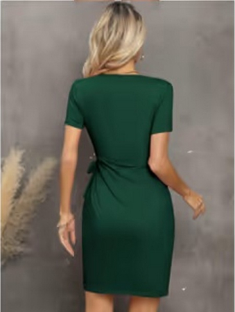 Rochie Verde casual de vara, scurta, cu maneci scurte, mulata, S [1]