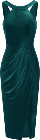ROCHII - Rochie eleganta, mulata, lunga, fara mâneci, verde XL