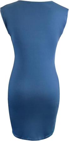 Rochie casual, deasupra la genunchi, fara mâneci, mulata, albastru L [6]