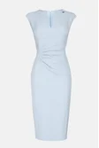 ROCHII - Rochie casual, peste genunchi, fara mâneci, mulata, albastru deschis L