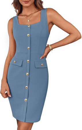 ROCHII - Rochie eleganta, deasupra la genunchi, fara mâneci, mulata, albastru M