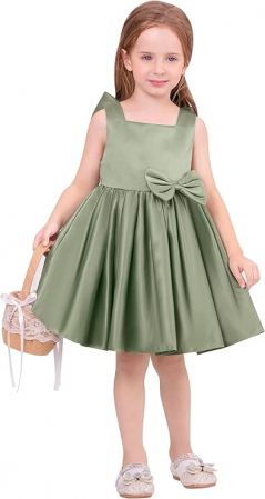 Rochii fete - Rochita eleganta, deasupra la genunchi, fara mâneci, cu volanase, Verde 6-7 ani