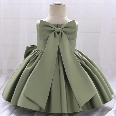 Rochita eleganta, deasupra la genunchi, fara mâneci, cu volanase, Verde 6-7 ani [6]