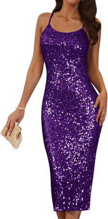 ROCHII - Rochie mulata eleganta lunga cu paiete, fara maneci, talie supla, mov 40